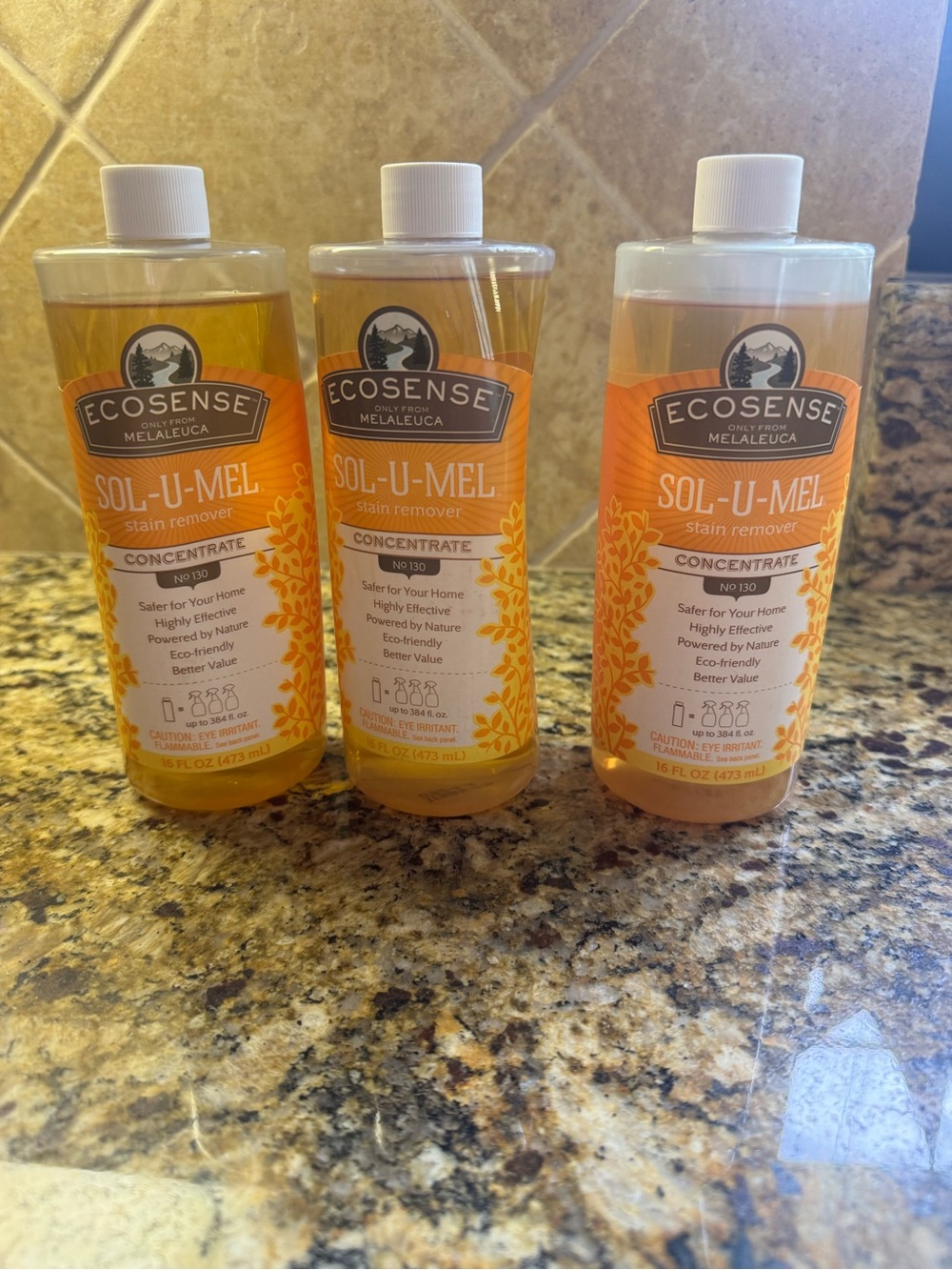 Three bottles Melaleuca SOL-U-MEL stain remover concentrate NEW
